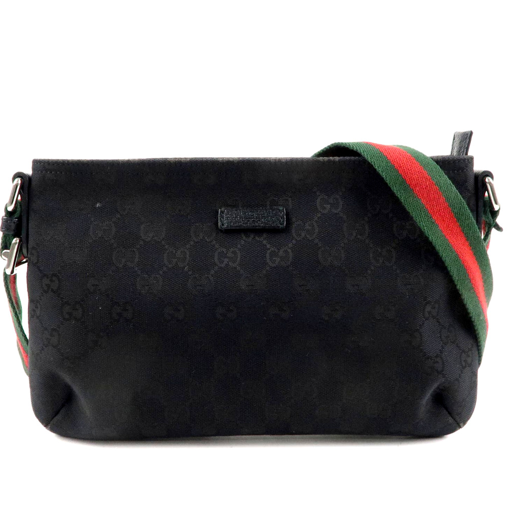 💎✨BEAUTIFUL✨💎Authentic GUCCI Sherry GG Canvas Leather Shoulder Bag Black